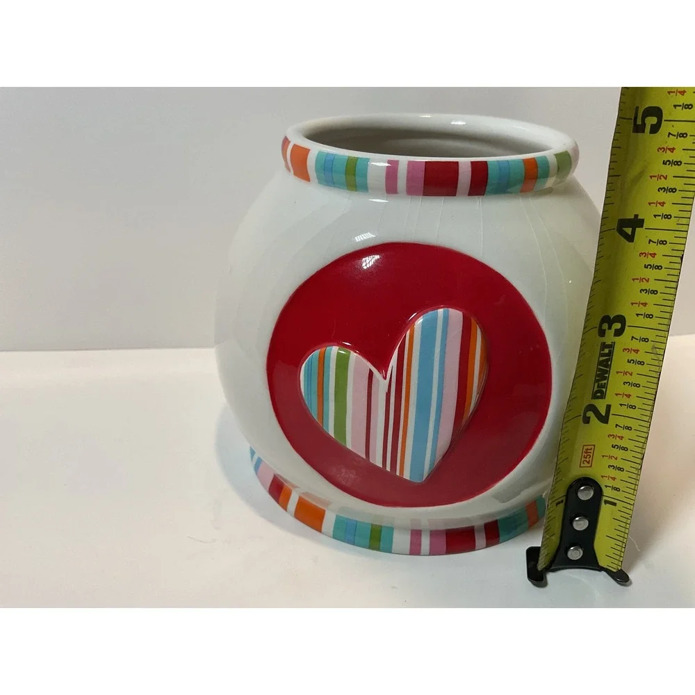 Ganz Heart Vases Set of 3 Heart Striped‎ Colorful Ceramic Decorative Home Decor